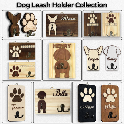 Dog Leash Holder Wall Mount, Pet Harness Hanger with Scrabble Letters, Dog Collar Organizer for Entryway, Memorial Cat Leash Holder for Wall, Pet Loss Gifts, Keepsake, Home Decor PF212-NAT