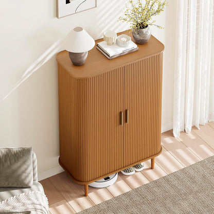 DHH Shoe Storage Cabinet with Sliding Door, 6-Tier Shoe Cabinet with Adjustable Shelves, Modern Freestanding Shoe Storage Organizer for Entryway, Hallway, Living Room (Walnut, 47 ")