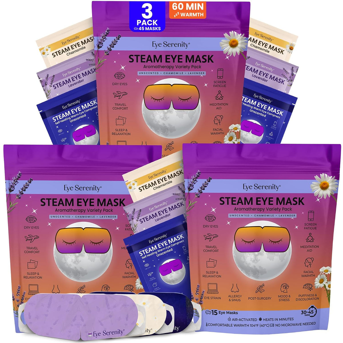 Eye Serenity Steam Eye Mask, Heated Eye Mask Fast Relief for Stye Unscented