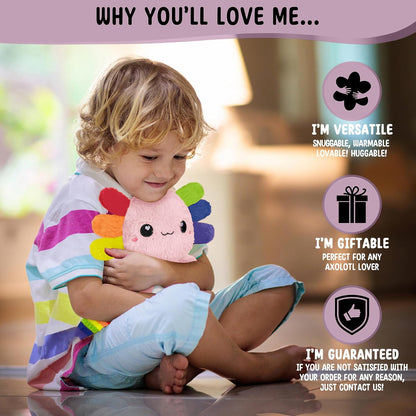 Axolotl Unscented 2Lbs Heating Pad for Neck Shoulders and Back Wrap Microwavable, Heatable 22.5" Cute Warm Stuffed Animals Neck Warmer - Axolotl Gifts for Women Girls and Kids