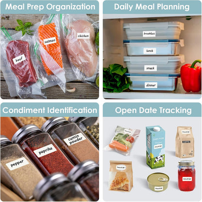 MaxGear 1000 Removable Freezer Labels 1x2 Inch | Waterproof Oil Resistant Stickers, No Residue for Food Containers, Pantry Jars, Organization Meal Prep, 1 Roll