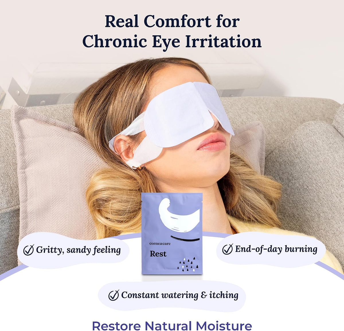 CorneaCare Rest Self Heating Warm Compress for Dry, Tired Eyes | 30 Count