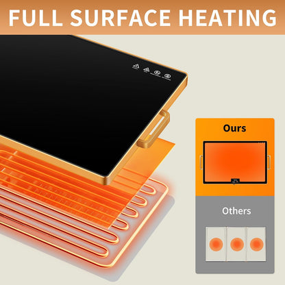 Electric Warming Tray,Extralong 47"x12",Tempered Glass Warming Mat for Food