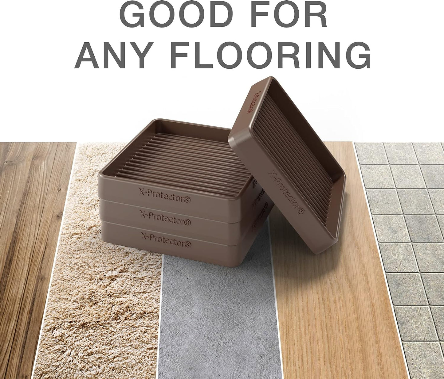 Furniture Cups X-PROTECTOR – 1.7" Caster Cups 4 PCS – Furniture Coaster | Ideal Bed Stoppers – Non Skid Furniture Pads with a Perfect Design – Lined Rubber Furniture Pads - Protect Any Flooring!