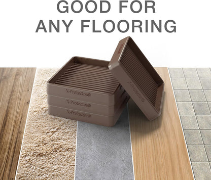 Furniture Cups X-PROTECTOR – 1.7" Caster Cups 4 PCS – Furniture Coaster | Ideal Bed Stoppers – Non Skid Furniture Pads with a Perfect Design – Lined Rubber Furniture Pads - Protect Any Flooring!