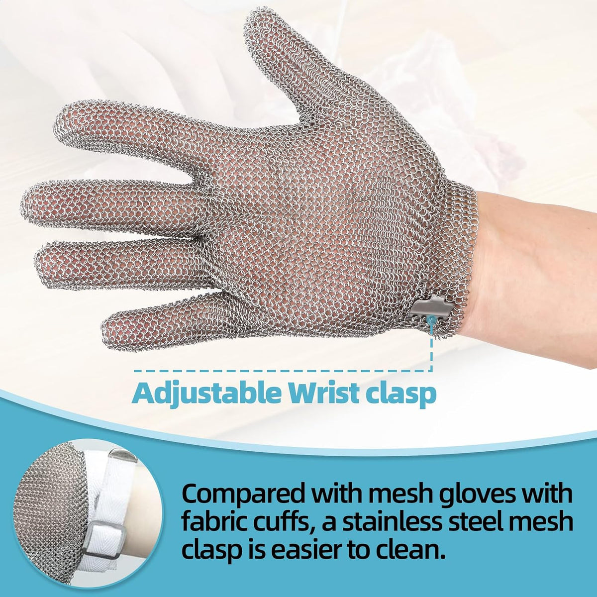 Cut Resistant Glove, Food Grade Stainless Steel Chainmail Butcher Glove for Cutting Meat Oyster Shucking Slicing Fish