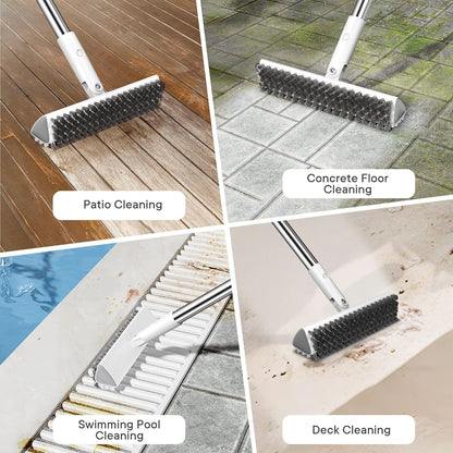 Grout Brush with Long Heavy Duty Handle, 180° Swivel Floor Scrub Brush, V-Shaped Grout Line Scrubber with Stiff Bristles, Cleaning Brush for Deep Cleaning Tile Grout, Shower, Kitchen, and Concrete