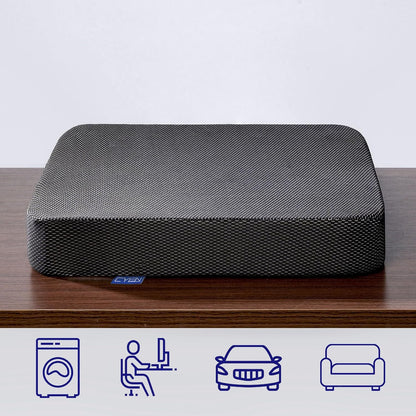 Ifoam Gel Infused Memory Foam Layer Wheelchair Cushion - Seat Cushion for Wheelchair-OfficeChair, Kitchen Chair-Pressure Sore and Tailbone Pain Relief-High Dense Polyfoam Base (Black,18x16x3 inch)