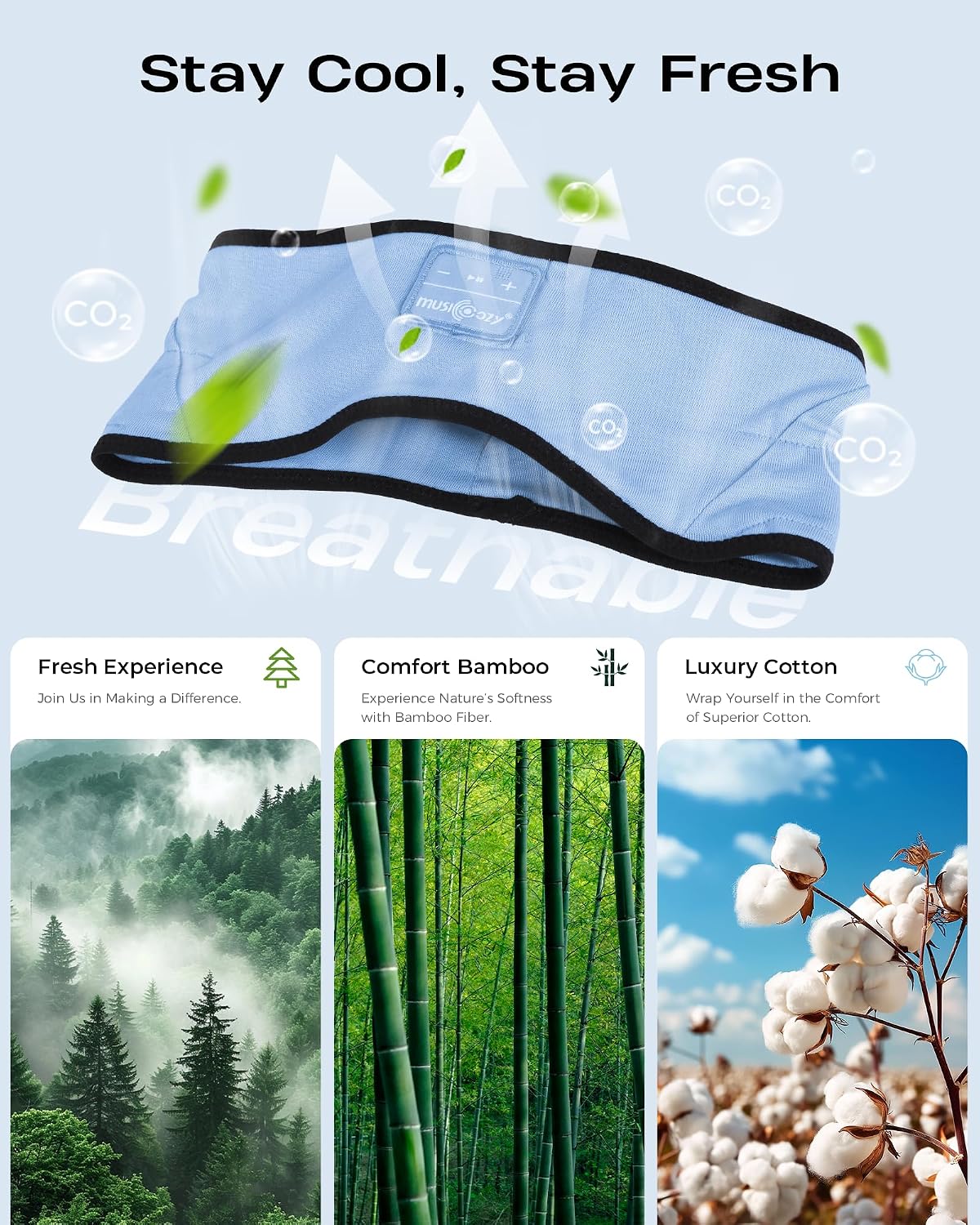 MUSICOZY Sleep Headband Headphone Soft Bluetooth Headphones for Sleeping