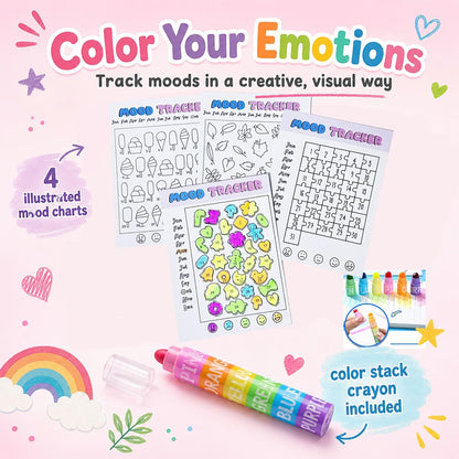Mood Tracker Journal Set for Teen Girls & Tweens, Self Care Gift(Pink)