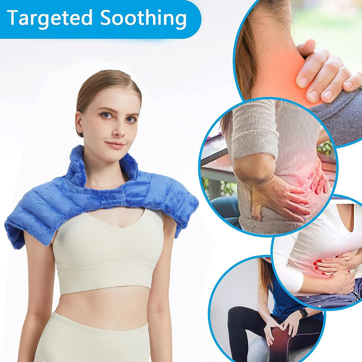 Microwavable Heating Pads, Microwave Heating Pad for Neck and Shoulders, Heated Neck Wrap, Wearable Neck Warmer Microwavable, Hands-Free Weighted Shoulder Wrap for Relax and Soothing