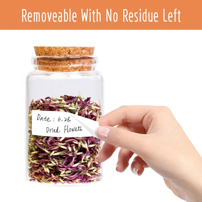 1000 Removable Food Labels, Water/Oil/Tear Resistant Blank Stickers with Perforation Line for Food Containers, Freezer, Fridge, Jars, Pantry, Organization (1” x 2”)