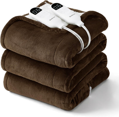 Bedsure Heated Blanket Throw, Soft Electric Blanket with Preheat, Cream
