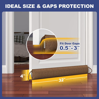 HADOR 30 Inch Weighted Door Draft Stopper - Under Door Snake Pillow, Blocks Cold Air/Wind/Noise, Heavy Duty Soundproof Bottom Filler (Covers Gaps Up to 3"), Winter Patio Sliding Window Seal, Grey | Weighted Under Door Gap Filler, Blocks Drafts, Cold Air,