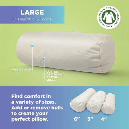 Bean Products Natural Organic Cotton Kapok Neck Roll Pillow 4"Dia x 12"