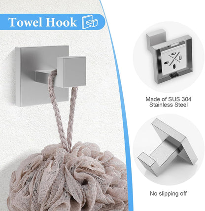 TURS Bathroom Hardware Set Black 4-Piece Towel Bar Set Include 24 Inch Towel Bar Hand Towel Holder Towel Hook Toilet Paper Holder with Shelf Wall Mounted Stainless Steel Bathroom Accessories Set