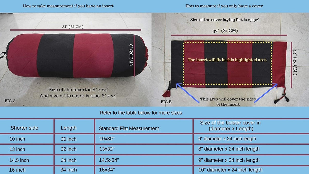 Saffron HANDICRAFTS Cotton 240TC - Bolster Cover Full Round Removable Cover for Neck Roll, Leg Rest,Yoga Practice, Meditation, Bed Sofa Couch (Teal Blue, 8"x24"(20 cm x 60 cm))