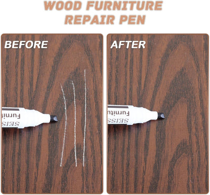SEISSO Furniture Repair Kit - Set of 42 - Wood Repair Kit Wood Fillers, Furniture Scratch Repair Markers and Wax Sticks with Scraper, Brushes, for Scratches, Stains, Wood Floor, Laminate, Cabinet