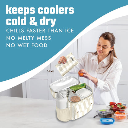Cool Coolers by Fit & Fresh 2 Pack XL Soft Ice Packs for Cooler, Flexible Stretch Nylon, Lunch Box Ice Packs, Large Reusable Freezer Packs, Cornflower Blue