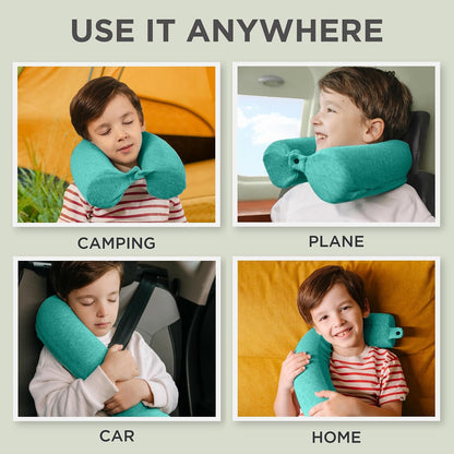 Dot&Dot Twist Memory Foam Travel Pillow, Bendable Neck Pillow for Airplane, Car and Home, 26-Inch Adjustable Roll with Washable Cotton Cover, Gray