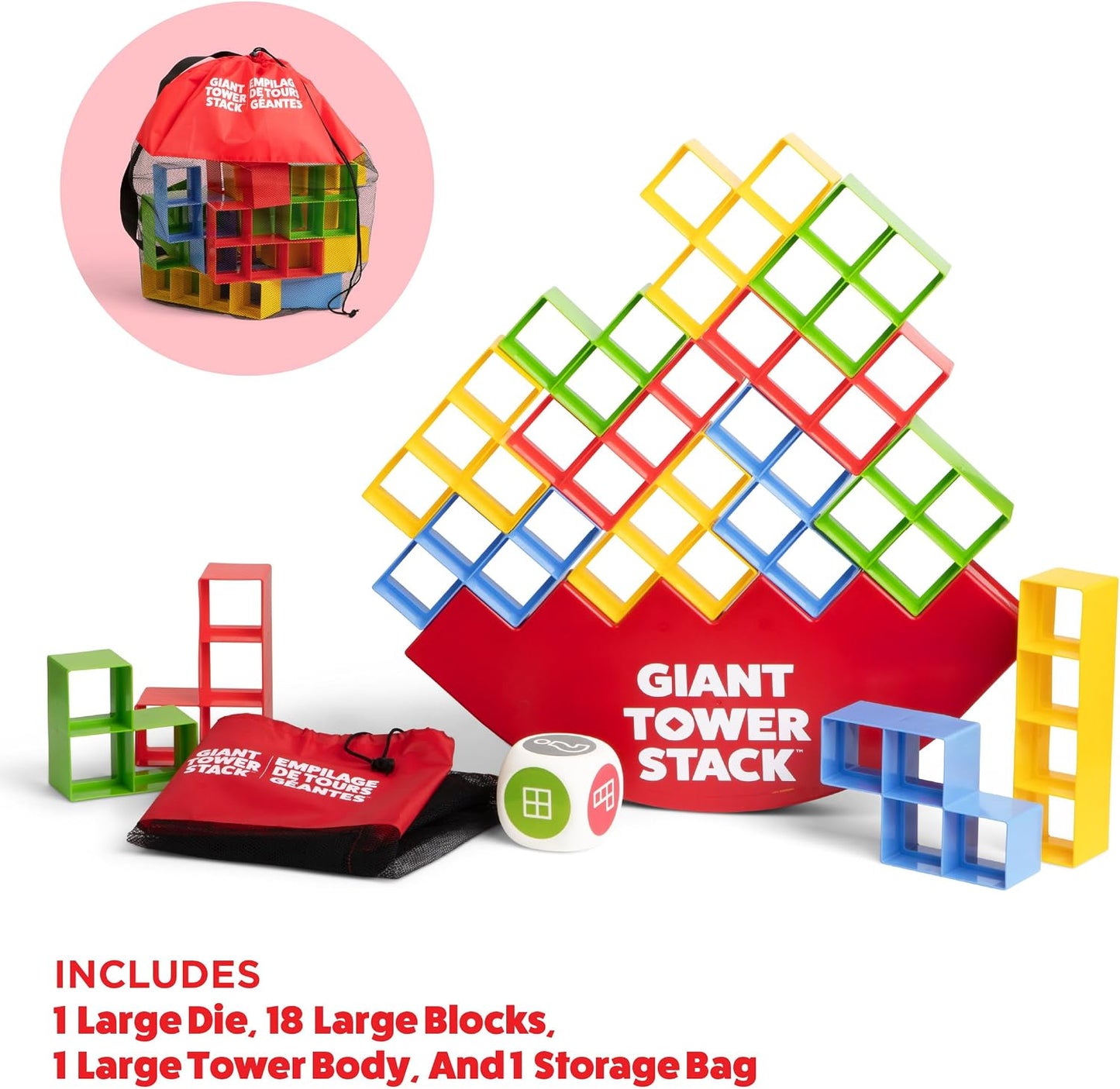 Giant Color Stack Challenge by Relatable - Nappa Award 2025 Winner, Strategy Stacking Game with 50 Puzzles, Backyard & Lawn Activity for Summer Parties, Outdoor Fun for Families & Groups, Ages 6+