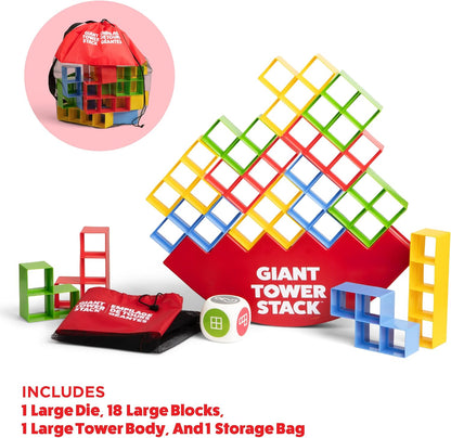 Giant Color Stack Challenge by Relatable - Nappa Award 2025 Winner, Strategy Stacking Game with 50 Puzzles, Backyard & Lawn Activity for Summer Parties, Outdoor Fun for Families & Groups, Ages 6+