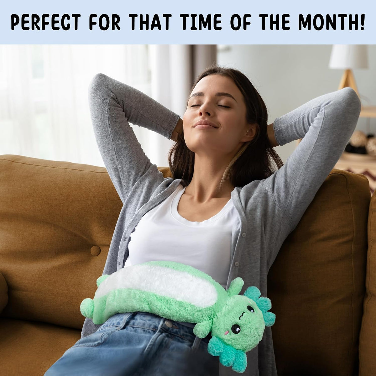 Axolotl Unscented 2Lbs Heating Pad for Neck Shoulders and Back Wrap Microwavable, Heatable 22.5" Cute Warm Stuffed Animals Neck Warmer - Axolotl Gifts for Women Girls and Kids