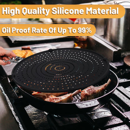 3 Pcs Silicone Splatter Screen for Frying Pan Grease Oil Splatter Foldable Splash Guard Heat Resistant Multi Use for Baking and Cooking(Black)