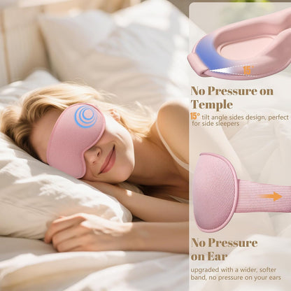 Sleep Mask for Men Women - 100% Blackout Eye Masks for Sleep, Zero Pressure 3D Sleeping Mask, Adjustable Light Blocking Eye Cover Blindfold for Travel, Nap, Night Work, Office - Black