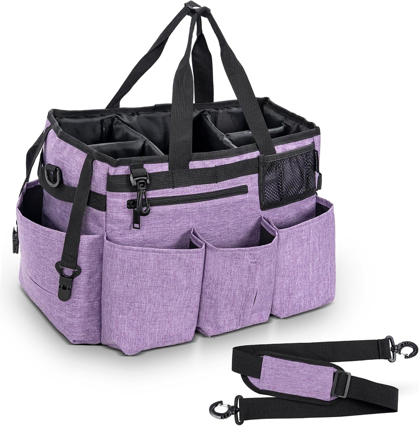 IBVIVIC Wearable Cleaning Caddy Bag for Cleaning Supplies, Black | Cleaning Organizer Tote Bag with Handle & Shoulder Straps Kitchen Cleaning Supplies Storage Bag for Cleaners & Housekeepers