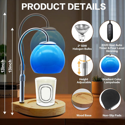 Candle Warmer Lamp with Timer 2H/4H/8H, Adjustable Height, Ocean