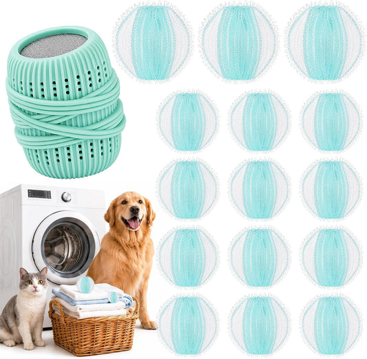 16PCS Pet Hair Remover and Laundry Ball Set, Reusable Dog Hair Remover for Laundry, Lint Catcher Laundry Ball in Washing Machine, Pet Hair Catcher for Clothes, Bedding