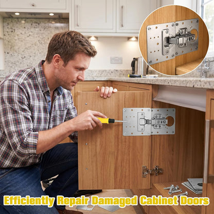 20 Pcs Stainless Steel Cabinet Hinge Repair Plate, 90x90mm Door Hinge Mounting Plate with 120 Screws and 1 Screwdriver, Hinges Repair Fixing Plates for Kitchen Cupboard Doors & Furniture