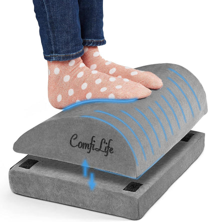 ComfiLife Foot Rest for Under Desk at Work – Adjustable Height Memory Foam Foot Stool for Under Desk, Office Chair & Gaming Chair – Ergonomic Footrest for Back & Hip Pain Relief (Black)
