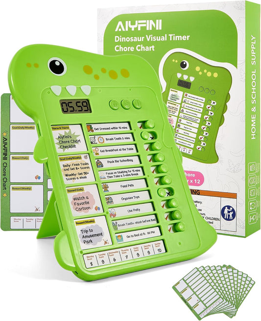 Dinosaur Visual Timer for Kids with Digital Timer & Schedule Board