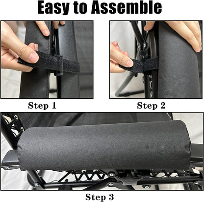Arm Rest Pads for Zero Gravity Chair, Zero Gravity Chair Cushion with Long Adhesive Strips, Comfort Folding Antigravity Recliners Lawn Camping Patio Lounge Office Chairs Armrest Padding In Pair