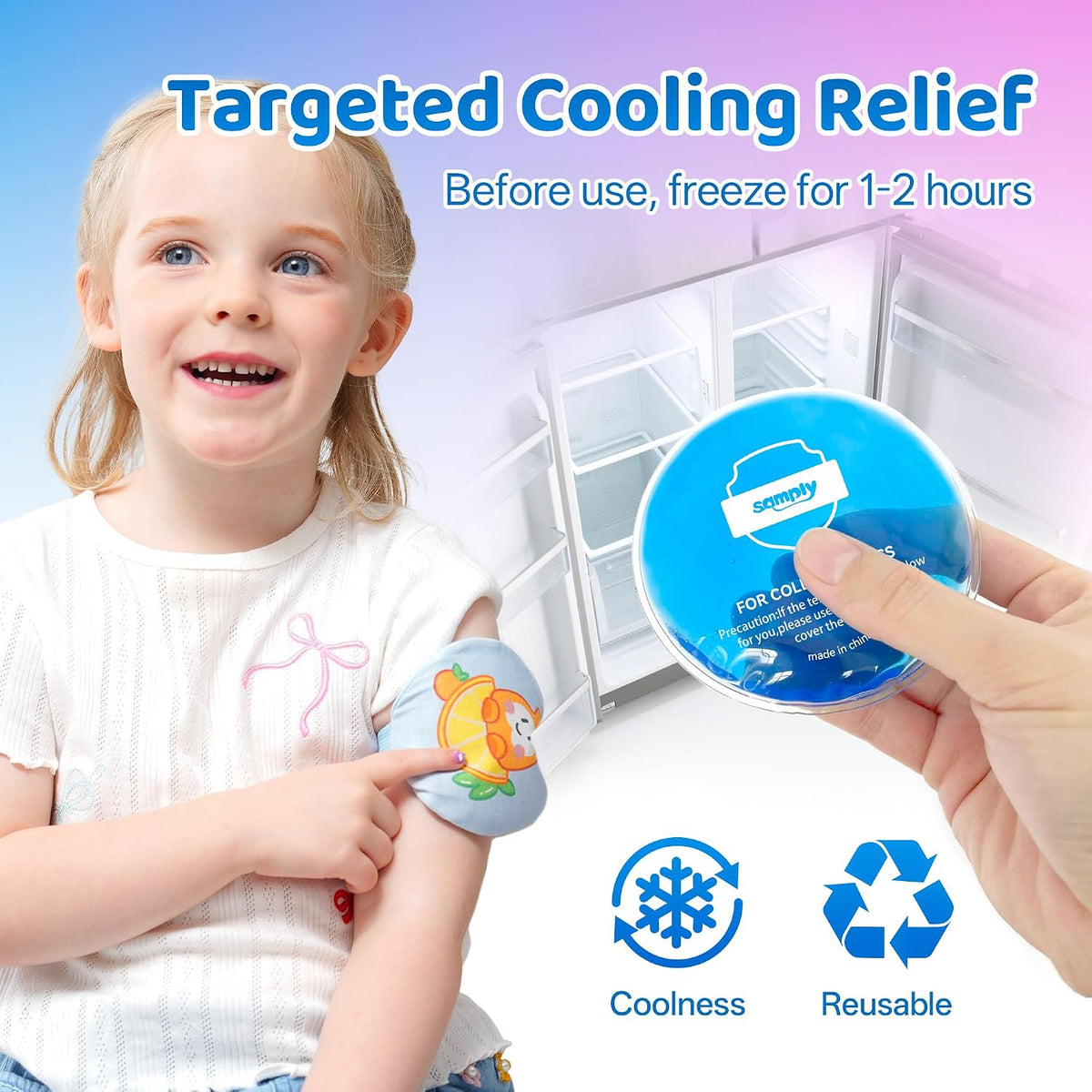samply Small Gel Ice Packs, 5 Mini Reusable Cold Packs with 2 Covers