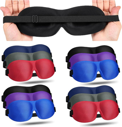 Bonuci 20 Pack Sleep Mask Blackout 3D Eye Mask for Ultralight Sleeping Night Blindfold Eye Covers with Adjustable Strap for Men Women Travel Gift Back and Side Sleeper (Dark Purple)