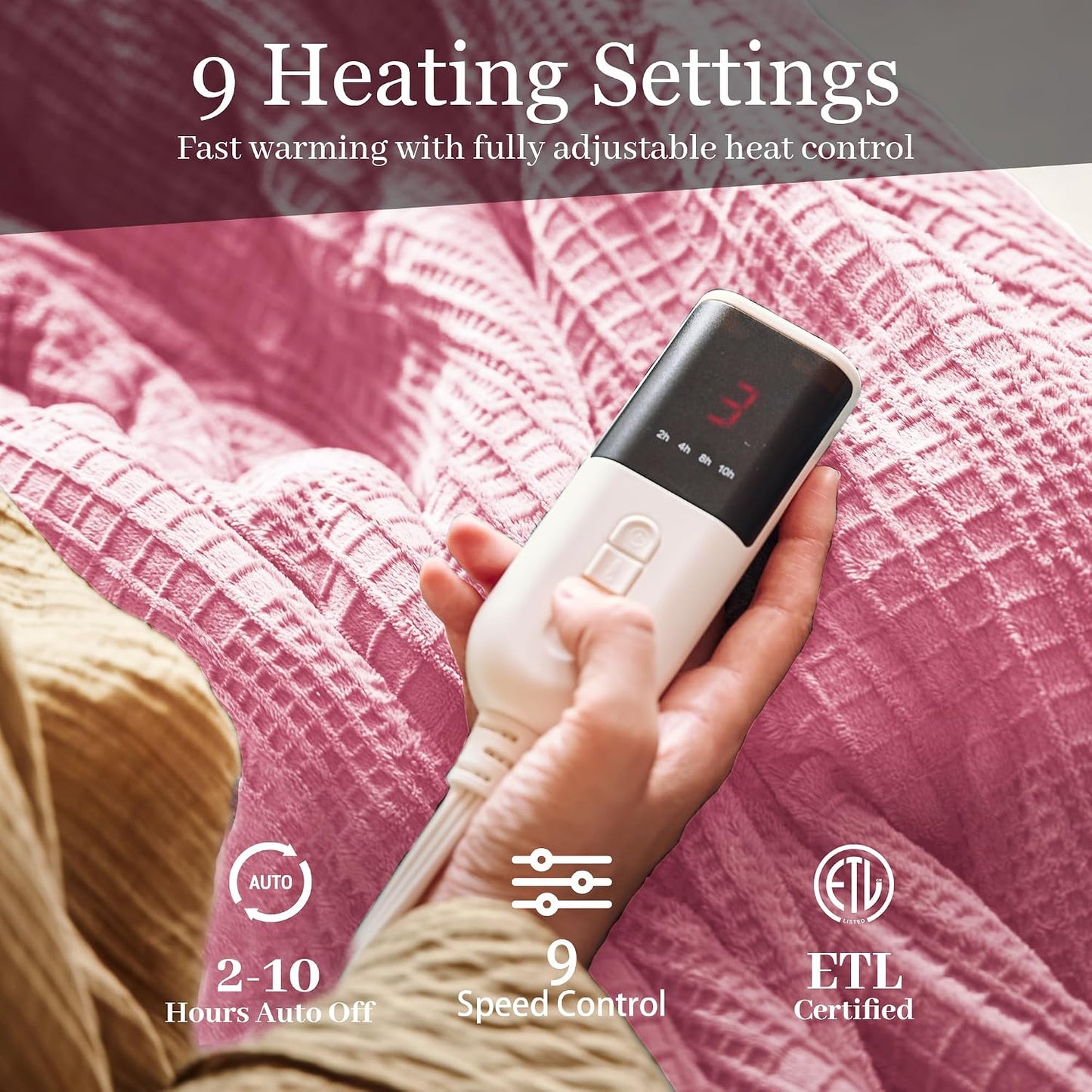 Texciting Heated Blanket 50X60,Soft Electric Blanket,ETL Certified,Grey | Heating Levels,Auto-Off Function,Heated Throw Blanket for Bed,Machine Washable,Gifts for Woman