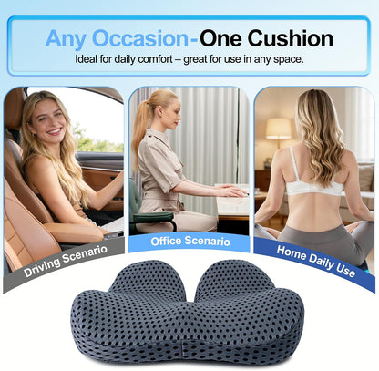 Ergonomic Memory Foam Seat Cushion Hemorrhoid Pillow for Hip Sciatica and Tailbone Pain Relief for Office Chair Car and Home (Black)