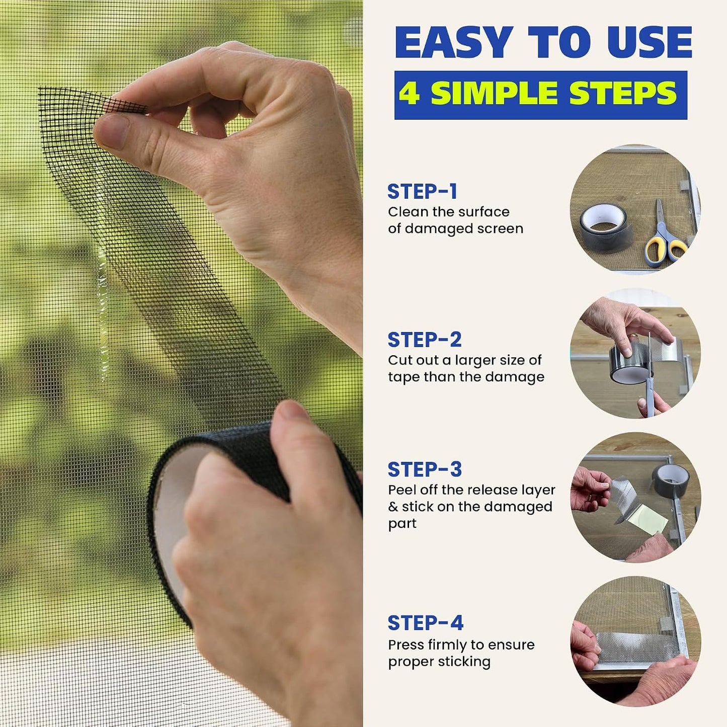 Gaffer Power Screen Repair Tape – Fiberglass Mesh, Strong Adhesive, Weather-Resistant Window & Door Screen Patch
