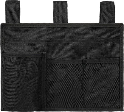 Surblue Bedside Caddy Bed Organizer Hanging Storage Bag for Hospital Beds Bunk Rooms Baby College Dorm Bed Rails Camp Wheelchairs,4 Pockets,Black