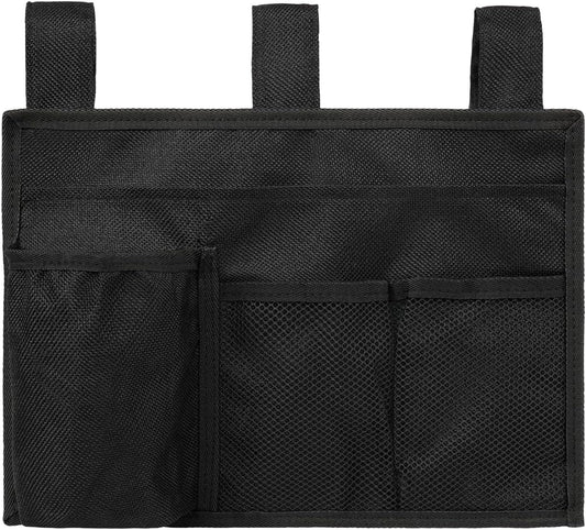 Surblue Bedside Caddy Bed Organizer Hanging Storage Bag for Hospital Beds Bunk Rooms Baby College Dorm Bed Rails Camp Wheelchairs,4 Pockets,Black