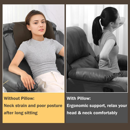 MABOZOO Neck Pillows for Recliner, Memory Foam Headrest Pillow with Non-Slip Backing and Elastic Straps, Recliner Neck Pillow for Pain Relief and Side Sleeping (Brown)