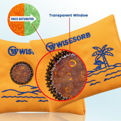 Wisesorb 500g 2pcs Rechargeable Car Dehumidifier Moisture Absorbers Bags, Reusable Desiccant Color Indicating Silica Gel Packets, Microwave Reactivated Visible Desiccant Packs for Car Closet Basement