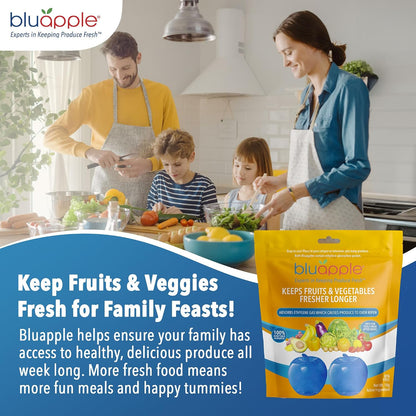 Bluapple Produce Saver Ethylene Gas Absorber - Fresh Fruit & Vegetable Storage for Refrigerator Crisper, Shelves & Fruit Bowls, Produce Keeper, Fruit Saver, Kitchen Must Haves, BPA-Free - 2-Pack