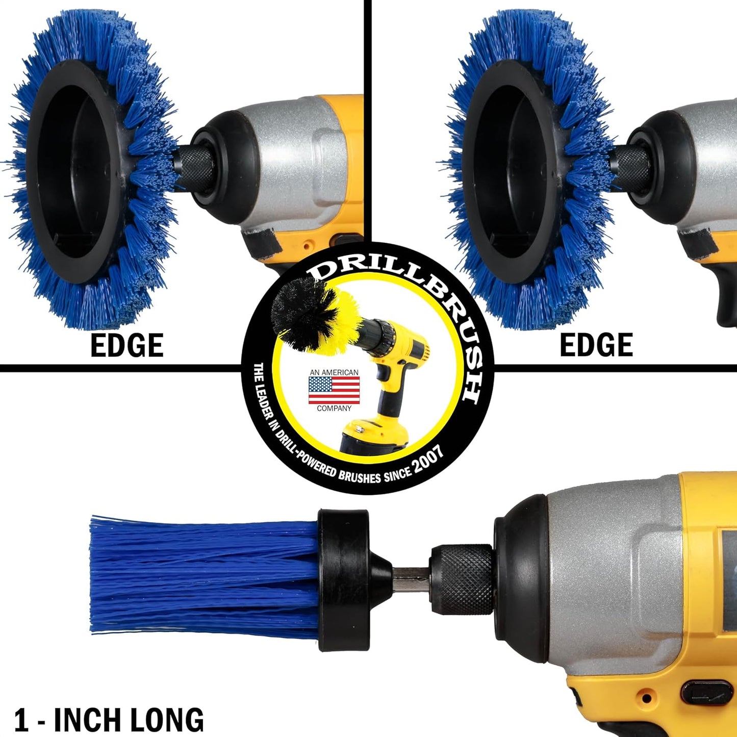 Tile and Grout Cleaning Drill Brush Set - Bathroom Scrub Brush for Drill | 3 pack Drill Brush Power Scrubber Cleaning Brush Yellow Medium Stiffness - Shower Floor Scrub Brush for Drill - Crevice Brush