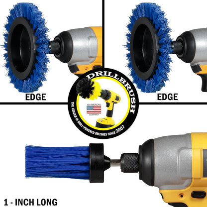 Tile and Grout Cleaning Drill Brush Set - Bathroom Scrub Brush for Drill | 3 pack Drill Brush Power Scrubber Cleaning Brush Yellow Medium Stiffness - Shower Floor Scrub Brush for Drill - Crevice Brush