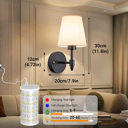 Nekhung Battery Operated Wall Sconce, Peel and Stick Sconces Set of 2