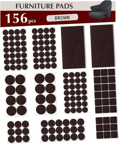 Felt Furniture Pads - 156pcs Black - Chair Leg Floor Protectors - Felt Pads | Furniture Sliders for Hardwood Floors, Chair Foot Pads, Furniture Legs, Felt Pads for Chairs, Floor Protectors for Furniture